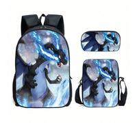 Set da 3 pezzi Borsa pranzo, Astuccio, Zaino scolastico, Zaino versatile in tessuto spesso resistente ai graffi con grande capacità per lezioni private e viaggi, Zaino casual da esterno impermeabile e