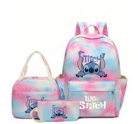 Set da 3 pezzi composto da astuccio, zaino e borsa a tracolla con stampa 3D di Stitch e cielo stellato, adatto per la scuola, i viaggi, regali di Natale, con grande capacità per cosmetici, in grado di