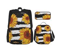 Set da 3 pezzi con zaino Sunny Day in Summer Park, borsa a tracolla regolabile con astuccio portapranzo, Girasoli alla moda, Taglia unica, Zaini Daypack
