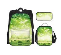 Set da 3 pezzi con zaino Sunny Day in Summer Park, borsa a tracolla regolabile con astuccio portapranzo, Giornata di sole nel parco estivo, Taglia unica, Zaino daypack