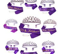 Set da 3 pezzi: Corona di cristallo, nastro di raso morbido e spilla di perle di bianche, adatto come regalo di compleanno a sorpresa per la moglie, corona da cerimonia di compleanno, decorazione per 