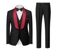 Set da 3 pezzi da uomo slim fit, per testimoni dello sposo, abiti da lavoro, giacca leggera e formale, Nero 1, M