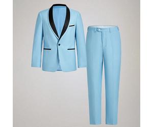 Set da 3 pezzi di abito slim fit blu baby con blocchi di colore Officeau per uomo, blazer&gilet&pantaloni, smoking per matrimonio/cena/sposo/affari L,M,S,XL,XS,XXL,XXS,XXXLColore unicoPoliestere