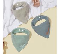 Set da 3 pezzi di bavaglie per neonati con ricamo personalizzato, asciugamani per la saliva, regalo per bambini e bambine, in cotone puro, morbidi, confortevoli e traspiranti, utilizzabili durante tut