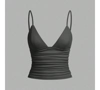 Set da 3 pezzi di canotte casual da donna con grinze e balconcino, adatte per l'estate L,M,S,XL,XSColore unicoTessuto