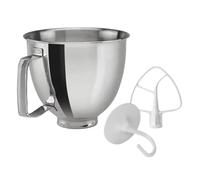 Set da 3 pezzi di ciotola in acciaio inossidabile 5 QT e gancio for impastare K45DH K45B, frusta piatta compatibile con robot cucina KitchenAid 4,5-5 testa inclinabile