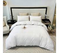 Set da 3 pezzi di copripiumino in piuma d'oca, in microfibra lavata al 100%, piumino leggero, con cerniera e 4 ganci agli angoli, tinta unita super morbido e confortevole (1 copripiumino senza imbotti