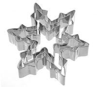 Set da 3 pezzi di stampini per biscotti a forma di fiocco di neve, in acciaio inox