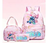 Set da 3 pezzi di zaino, borsa a tracolla e astuccio per matite con stampa 3D di Stitch, merchandise dell'animazione Stitch con cielo stellato, borsa per bambini, organizer per il trucco e scatola per