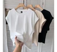 Set da 3 pezzi in cotone al 95%, top corti casual con toppe ricamate, colori tinta unita: nero, bianco, albicocca. Abbigliamento estivo casual, per uscite, aeroporto, festival occidentali, vacanze al 