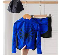 Set da 3 pezzi per ragazzi giovani: canottiera a maniche lunghe con stampa di ragno e supereroi, pantaloncini e berretto, adatti per spiaggia, uscite, nuoto, primavera/estate 6Y,7Y,4Y,5YAnimale,Geomet