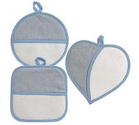 Set da 3 Pezzi presine da cucina da ricamare a punto croce, Presine da Cucina con Tela Aida, Tre pezzi di Presine a forma: Cuore, Tonda, Quadrata. (168 Azzurro)