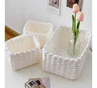 Set da 3 pezzi (S+M+L) di cestini intrecciati fatti a mano, in materiale di corda di carta, organizer per soggiorno, camera da letto, armadio, ufficio, decorazione per la casa, stile country, regalo p