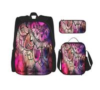 Set da 3 pezzi Zaini Astratti geometrici antichi con campo stellato e colorati Galaxy Mandala Graphic Book Bag Viaggio Lavoro Scuola Borsa Astuccio Pranzo Borsa Combinazione Per Uomo Donna Ragazzi R