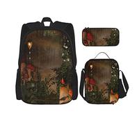 Set da 3 pezzi Zaino Fungo Fairy Jungle BohoBush Pathway To Misty Forest Magic Mother Earth Scene Book Bag Viaggio Lavoro School Bag Astuccio Pranzo Borsa Combinazione Per Uomini Donne Ragazzi Ragaz