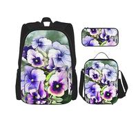 Set da 3 pezzi, zaino leggero e regolabile, borsa termica per il pranzo e astuccio, stampa panda, Perfezione del pensiero, taglia unica