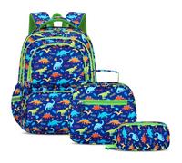Set da 3 pezzi zaino scuola elementare bambino con contenitore per il pranzo e astuccio, zaino per bambini con elementi riflettenti, zaino scolastico scuola primaria 6 - 10 anni con cinghia pettorale