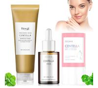Set da 3 Prodotti alla Centella Asiatica | Stick Detergente all'Argilla (27g) + Siero (30ml) + Schiuma Detergente (125ml) | Beauty Coreano | Per Pelli Sensibili