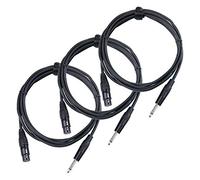 Set da 3 Pronomic XFJ-2.5 Cavo XLR a Jack (cavo microfono asimmetrico, lunghezza 2,5m, resistente ad acidi e oli, sgancio a vite) nero