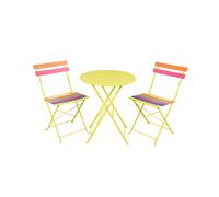 Set da 3 sedie pieghevoli, tavolo da giardino pieghevole, ferro battuto, rotondo, multicolore