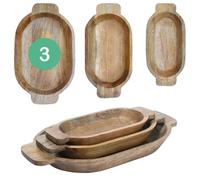Set Da 3 Serviertablett Portacandele Marrakesch In Legno 30cm Marrone