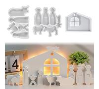 Set da 3 Stampi in Silicone per Colata, Stampo Presepe, Stampo Pasqua, Stampi in Silicone per DIY, Mini Presepe, Stampi per Colata per Lavoretti Creativi, Candele e Gesso