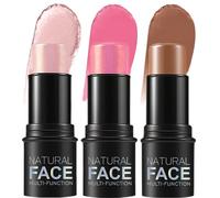 Set Da 3 Stick per Contorni Stick per Contorni 3 Colori Stick per Fard Impermeabile a Lunga Tenuta Con Finitura Naturale Stick per Trucco Illuminante Multiuso per Guance E Labbra