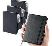 (Set da 3) Taccuini da tasca, giornale, copertina rigida, piccoli mini taccuini con penne per il lavoro, taccuino A6 di 9,4 x 14,5 cm a righe stile college con carta spessa di alta qualità da 100g/m²