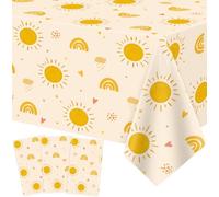 Set da 3 tovaglie Boho Sun per compleanni tovaglie arcobaleno in stile Groovy copritavoli Boho Hippie Sunshine hippie per gli anni '60 e '70 decorazioni per feste in stile Boho Groovy 51 x 86 pollici