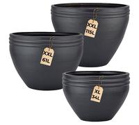 Set Da 3 Vasi Portafiori Marrakesch Orient & Mediterran In Alluminio Nero 57 Cm