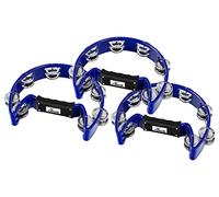 Set da 3 XDrum Tamburello a Mano Forma Mezzaluna (Tambourine, 16 Coppie di Jingle in Acciaio Cromato, Plastica) blu