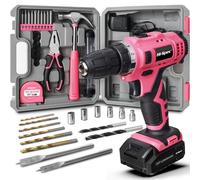 Set da 30 Pezzi di Attrezzi Rosa per la Casa e il Fai da Te con Trapano Avvitato