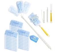 Set da 32 pezzi compatibile con per Swiffer duster, e per Swiffer panni catturapolvere blu (30 panni + 1 manico lungo + 1 manico corto), Cattura polvere 360° di peli animali, polvere e allergeni