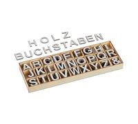 Relaxdays Lettere in legno – Set 324 lettere maiuscole A–Z e commerciale (&) – 3 cm – Grigio