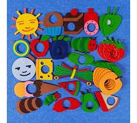 Set da 33/35 pezzi del ciclo di vita della Bruco - In feltro dai colori vivaci, con gancio e anello opzionali, incollati su un pannello in feltro, realizzato in feltro, dimostrazione della trama, mate