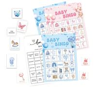 Set da 33 pezzi, Baby Shower festa rosa e blu, set di 24 schede Bingo, decorazioni e giochi per doccia per neonati, ottimo regalo per nuovi genitori, forniture per festa di gender reveal rosa,blu,Bian