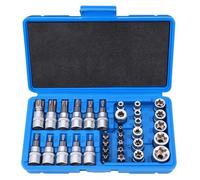 Set da 34 Pezzi di Bussole Torx Femmina Robuste, Set Chiavi a Bussola con Cricchetto, Inserti Torx, per Chiavi Femmina Multifunzionali