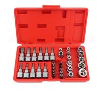 Set da 34 Pezzi di Bussole Torx Femmina Robuste, Set Chiavi a Bussola con Cricchetto, Inserti Torx, per Chiavi Femmina Multifunzionali