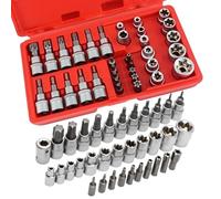 Set da 34 pezzi di Chiavi a Bussola con Cricchetto, Bussole Torx Femmina Robuste con Cricchetto, Inclusi Inserti Torx per Chiavi Multifunzionali(Scatola rossa)