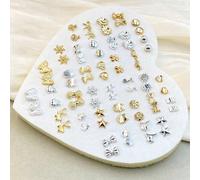 Set da 36 coppie di orecchini a perno ipoallergenici con disegni assortiti di cuori, pentagrammi, farfalle, corone e note musicali, adatti per donne, San Valentino, mamma, madre, Festa della mamma, co