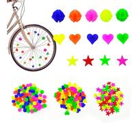 Set da 36 perline per raggi di bicicletta, molletta in plastica colorata per decorare i raggi della bicicletta, accessori per decorare i raggi della bicicletta, colori casuali Amore fisso,Stelle fisse