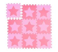 Set da 36x Tappeto Puzzle con Stelle, 36 Tasselli, 72 Parti, Gommapiuma Eva Atossico Area da Gioco 3,2 m², Rosa Pink