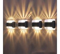 Set da 4/8/12 pezzi di luci solari da parete per scale di alta qualità IP65 impermeabili, con guscio trasparente tagliato a diamante a doppio colore, sensore automatico dall'alba al tramonto, illumina