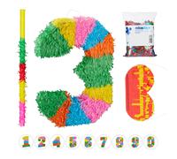 Set da 4 accessori con pignatta numero 3 per feste di compleanno Multicolore