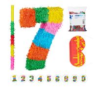 Set da 4 accessori con pignatta numero 7 per feste di compleanno Multicolore