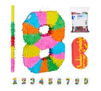 Set da 4 accessori con pignatta numero 8 per feste di compleanno Multicolore