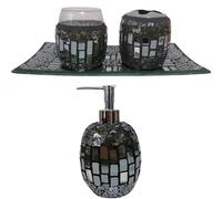 Set da 4 accessori da bagno arredo vassoio con porta sapone spazzolini spazzole