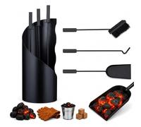 Set da 4 Accessori per Camino e Stufa, Attizzatoio, Paletta Raccogli Cenere, Sco