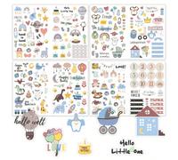 Set da 4 adesivi per tappe fondamentali del primo anno del bambino, adesivi in vinile impermeabili per album di scrapbooking, impronte del bambino, adesivi mensili, tappe fondamentali del neonato, alb