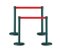 Set da 4 colonnine con nastro retrattile, barriere robuste per la gestione dei flussi con base zavorrata in gomma, delimitatori di percorso per code e aree VIP(Green,2.8m)